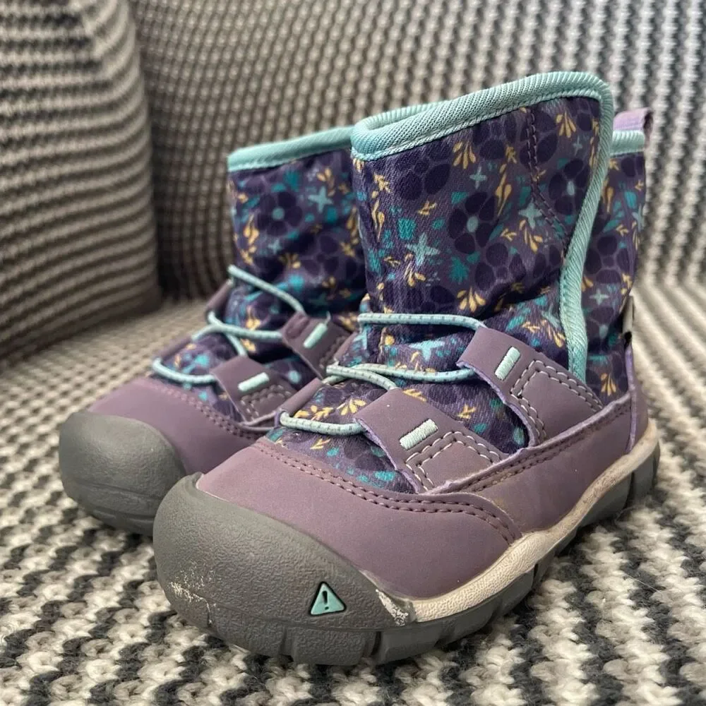 Keen Purple and Teal Floral Kids Winter Boots